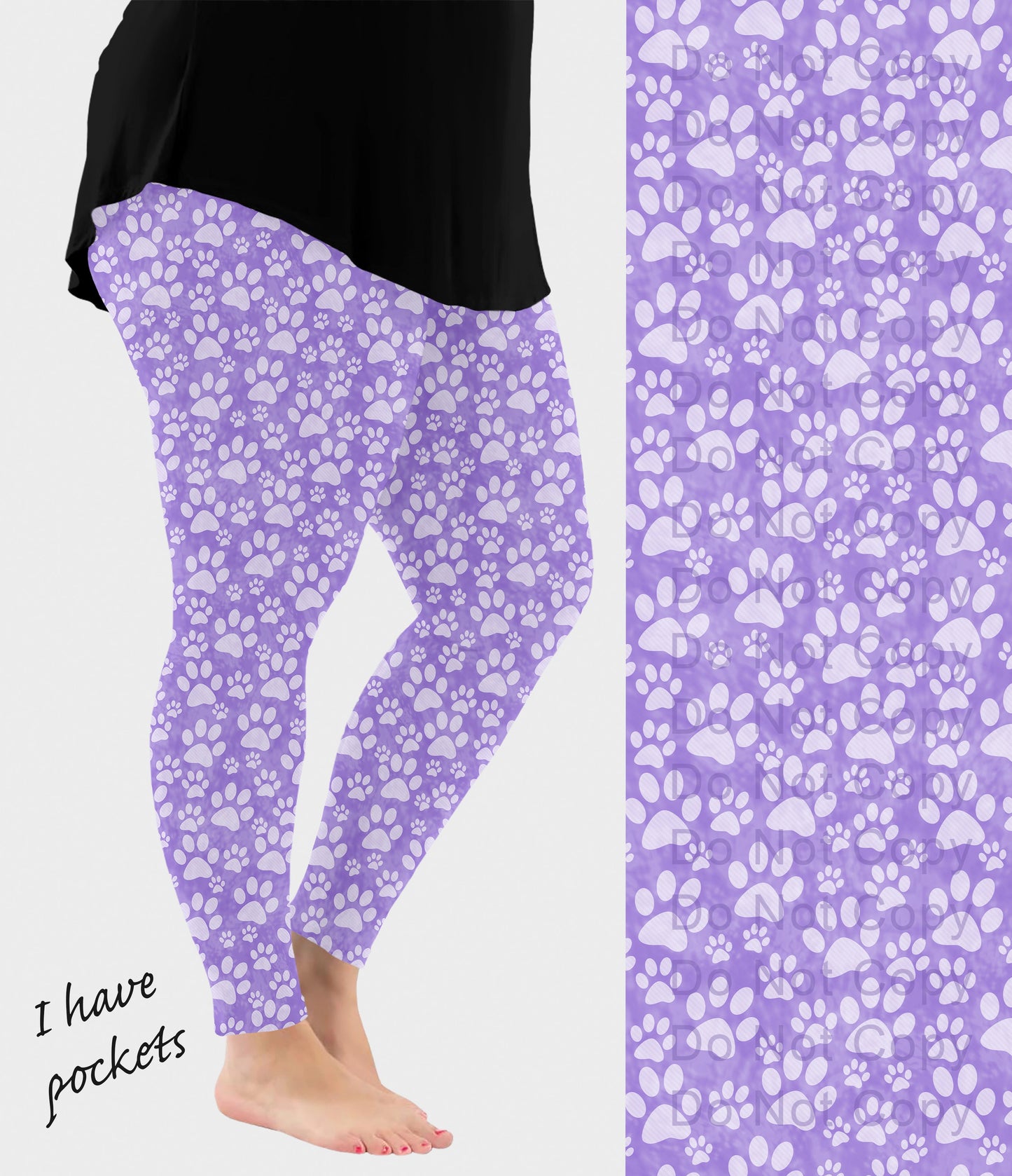 RTS - Lavender Paws Leggings w/ Pockets