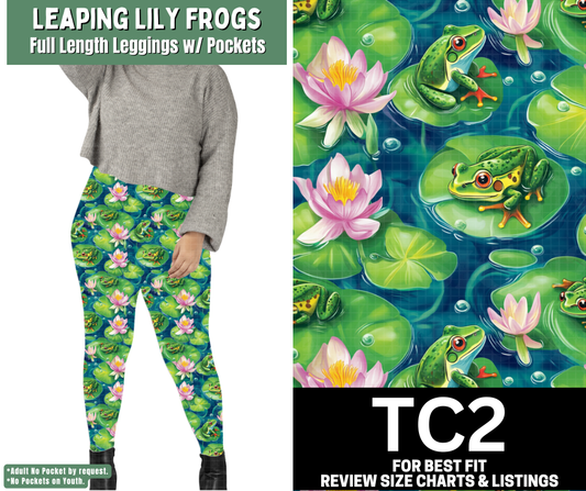 Leaping Lily Frogs Full Length Leggings w/ Pockets