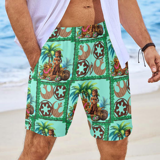 Tiki Princess (Design 2) Mens Beach Shorts with Drawstring Waist
