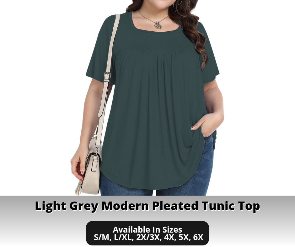 Preorder! Closes 10/30. ETA Jan. Light Grey Modern Pleated Tunic Top