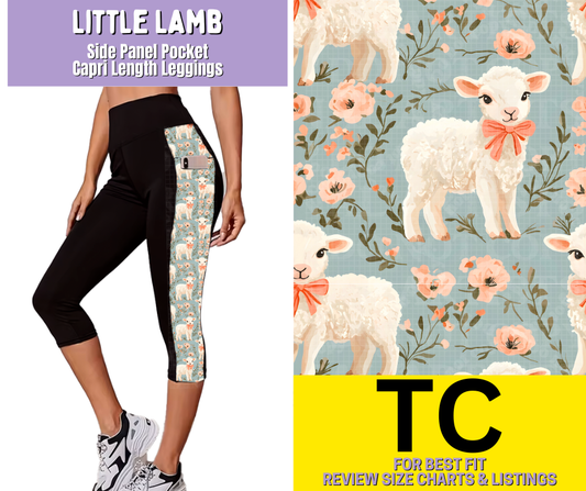 Little Lamb Side Panel Pocket Capri Length Leggings