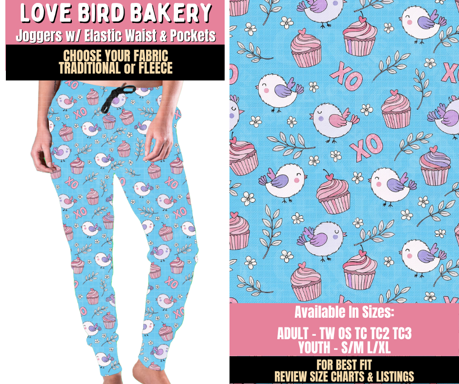 Preorder! Closes 10/15. ETA Jan. Love Bird Bakery Joggers Choose Fleece or Traditional