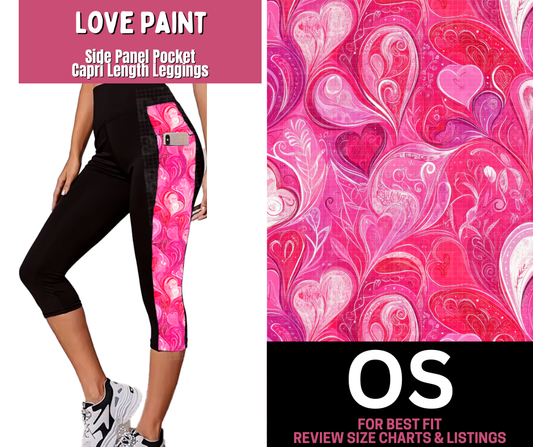 Love Paint Side Panel Pocket Capri Length Leggings
