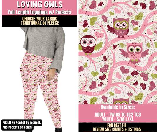 Preorder! Closes 10/15. ETA Jan. Loving Owls Leggings Choose Fleece or Traditional