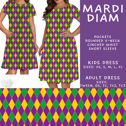Batch #605 - Mardi Party - Closes 10/28 - ETA late Dec - Mardi Diam Adult & Kids Dresses