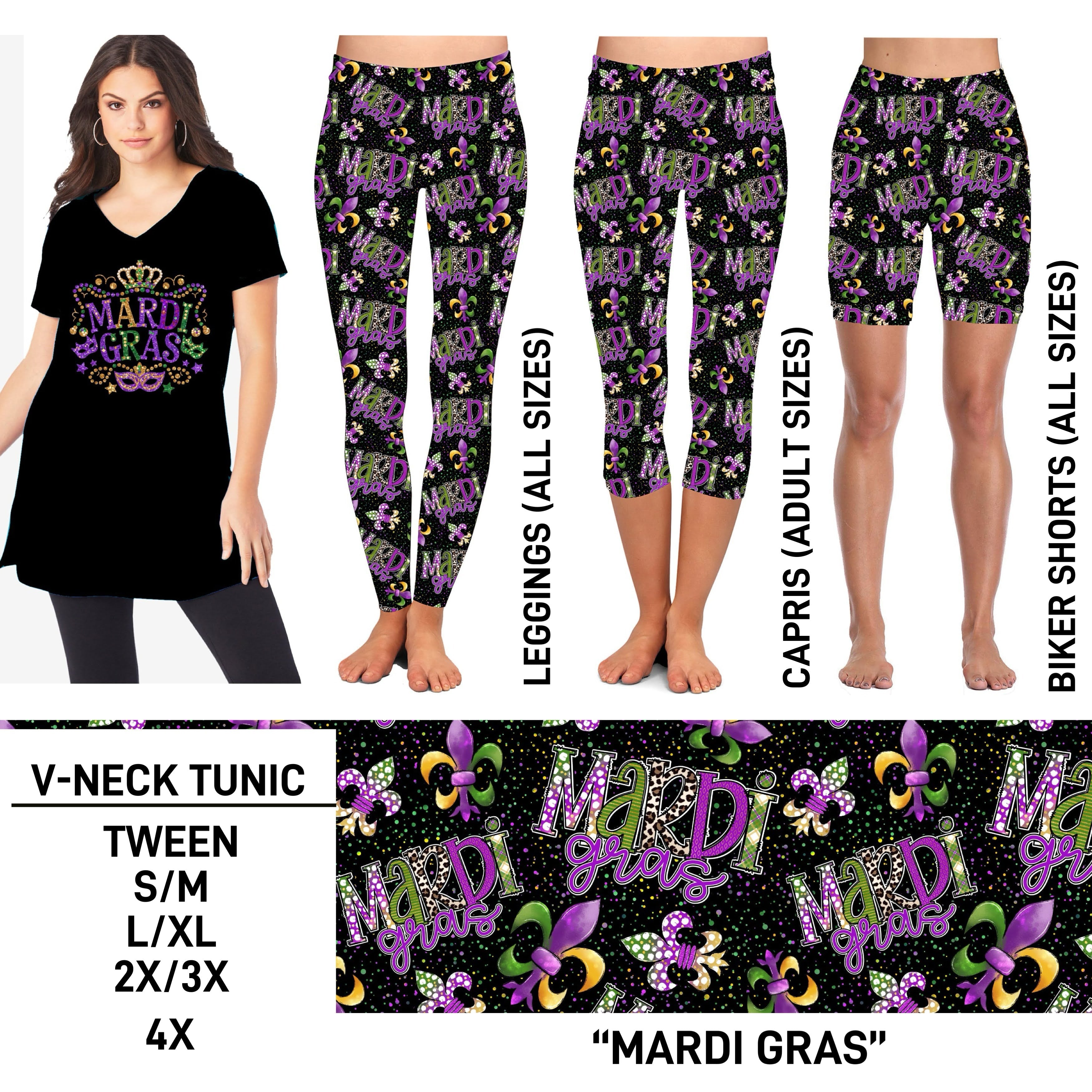 TS2N - Mardi Gras V-Neck Tunic - Preorder ETA: Mid-Feb