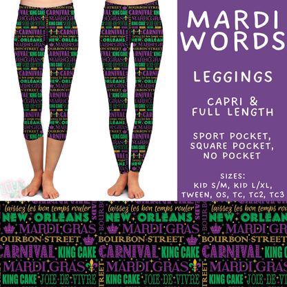 Batch #605 - Mardi Party - Closes 10/28 - ETA late Dec - Mardi Words Full and Capri Length Leggings