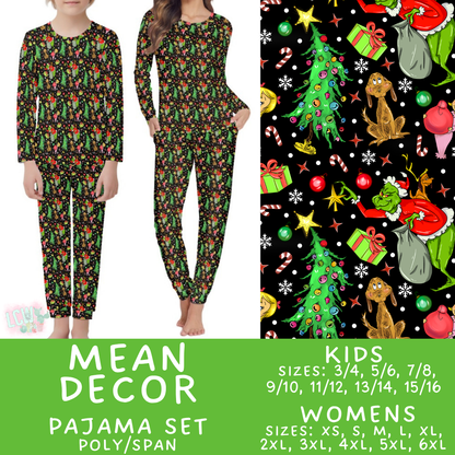 Batch #584 - Christmas Family Pajamas - Closes 9/11 - ETA mid Nov - Mean Decor Womens & Kids Pajama Set