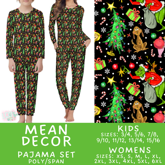 Batch #584 - Christmas Family Pajamas - Closes 9/11 - ETA mid Nov - Mean Decor Womens & Kids Pajama Set
