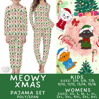 Batch #584 - Christmas Family Pajamas - Closes 9/11 - ETA mid Nov - Meowy Xmas Womens & Kids Pajama Set
