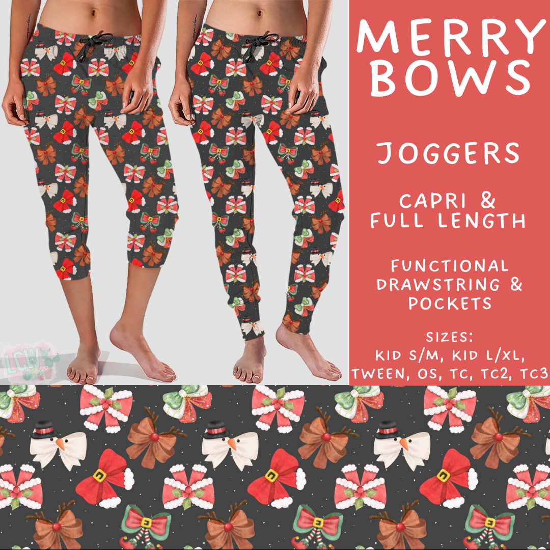 Batch #595 - Christmas Spirit 2 - Closes 10/7 - ETA early Dec - Merry Bows Full and Capri Length Joggers
