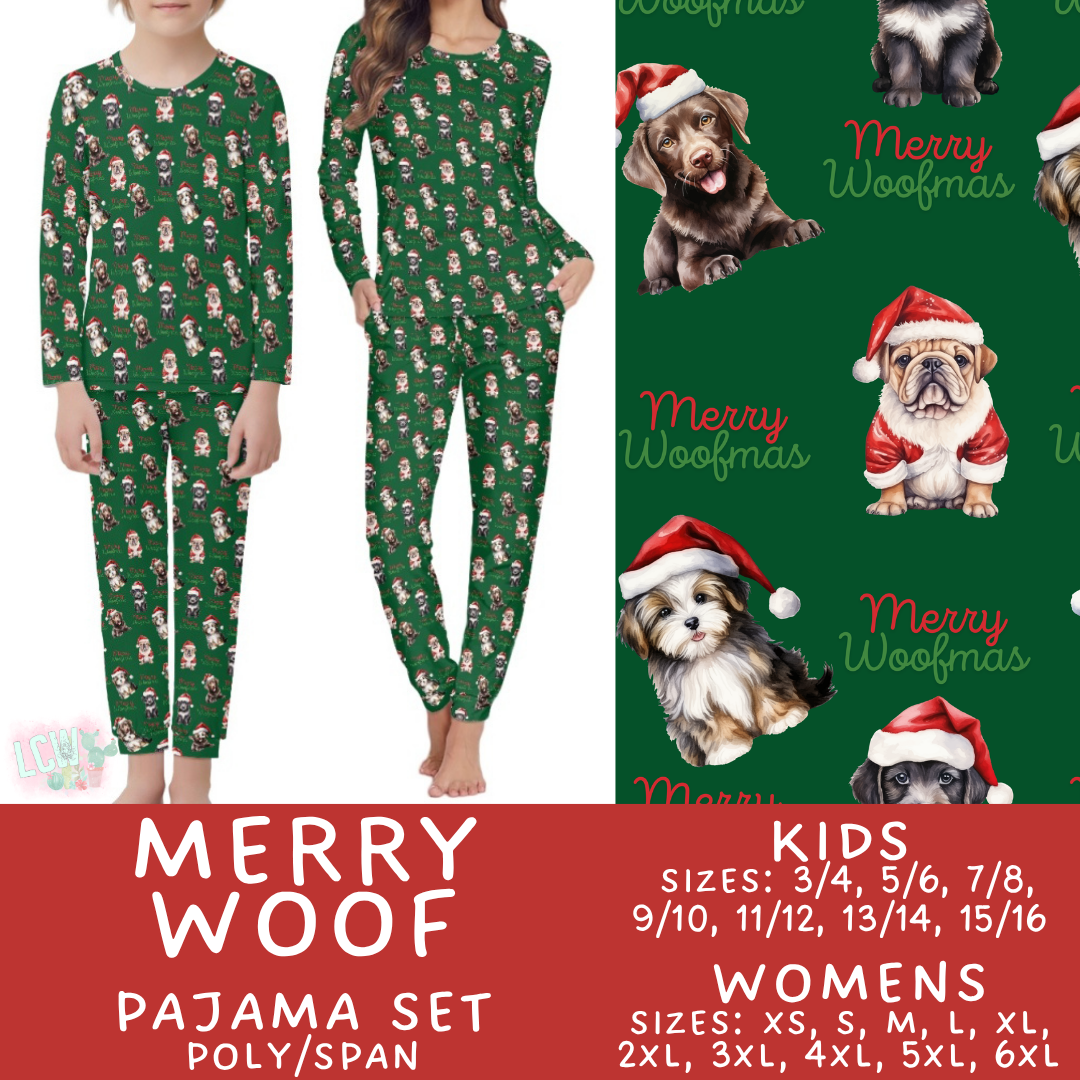 Batch #584 - Christmas Family Pajamas - Closes 9/11 - ETA mid Nov - Merry Woof Womens & Kids Pajama Set