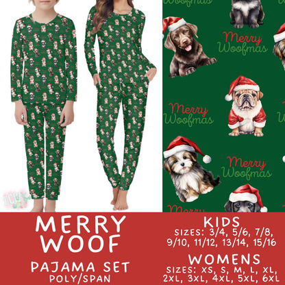 Batch #584 - Christmas Family Pajamas - Closes 9/11 - ETA mid Nov - Merry Woof Womens & Kids Pajama Set