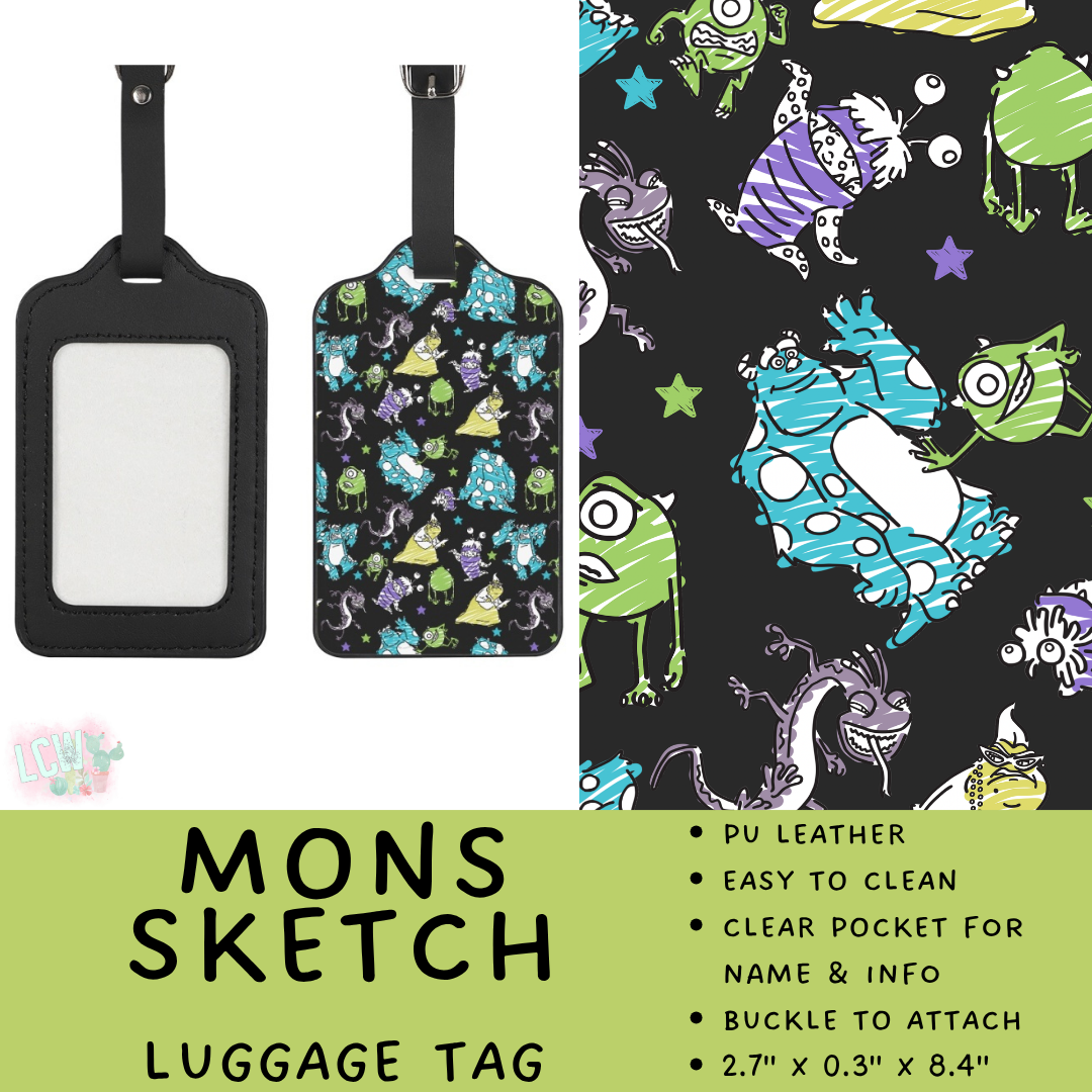 Batch #609 - Travel Collection 2 - Closes 11/6 - ETA early Jan - Mons Sketch Luggage Tag