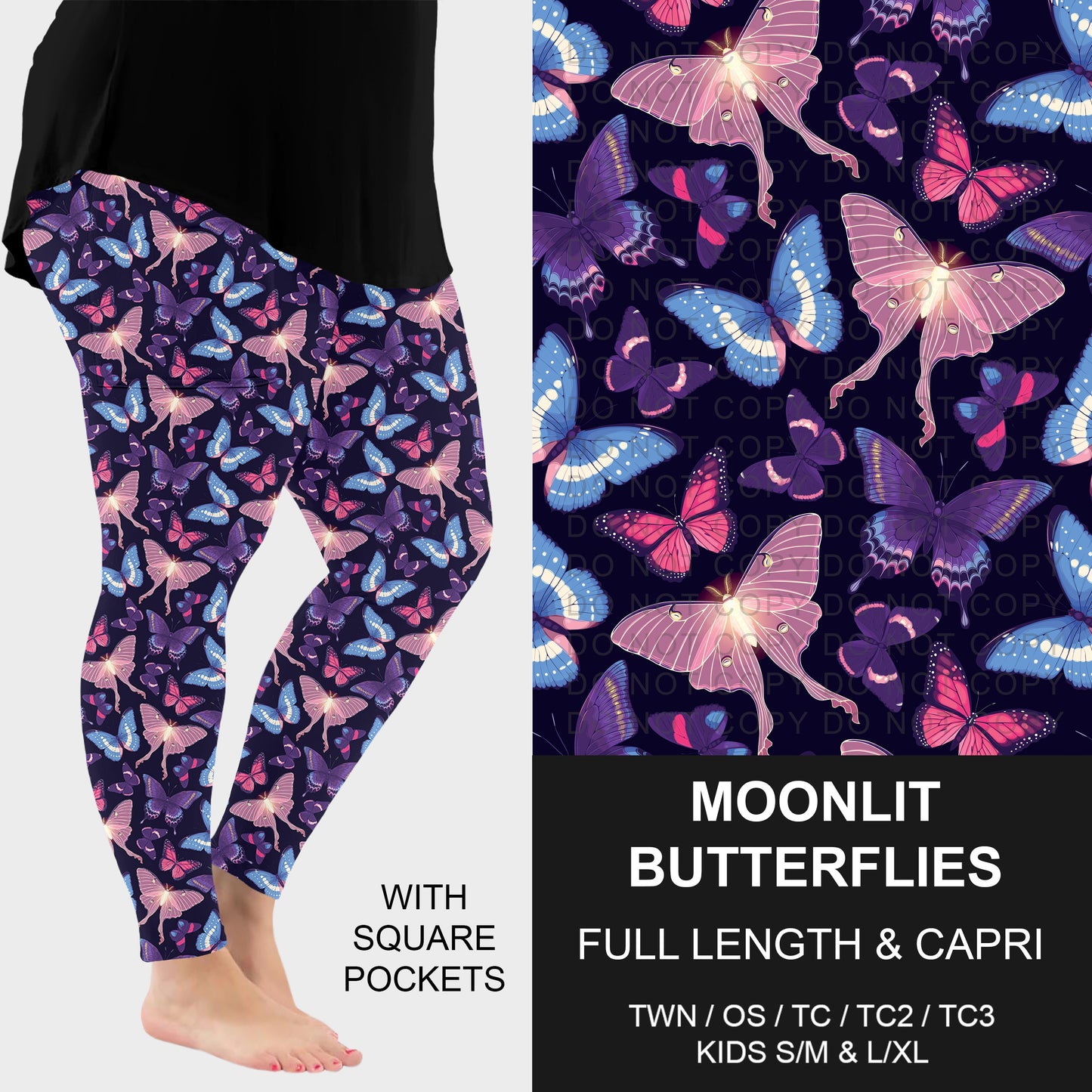 B309 - Preorder Moonlit Butterflies Leggings w/ Pockets (Closes 8/23. ETA: late Oct.)