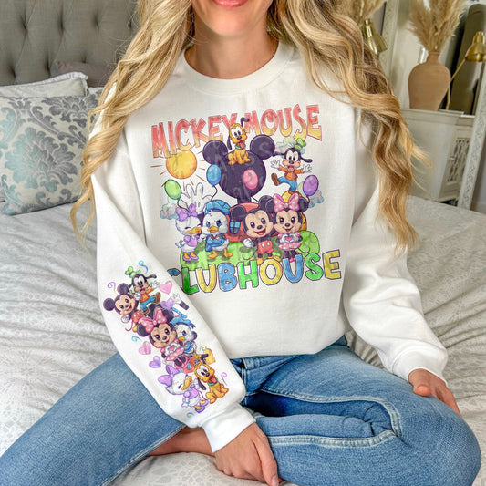 MOUSE HOUSE SWEATSHIRT W/ SLEEVE PRINT