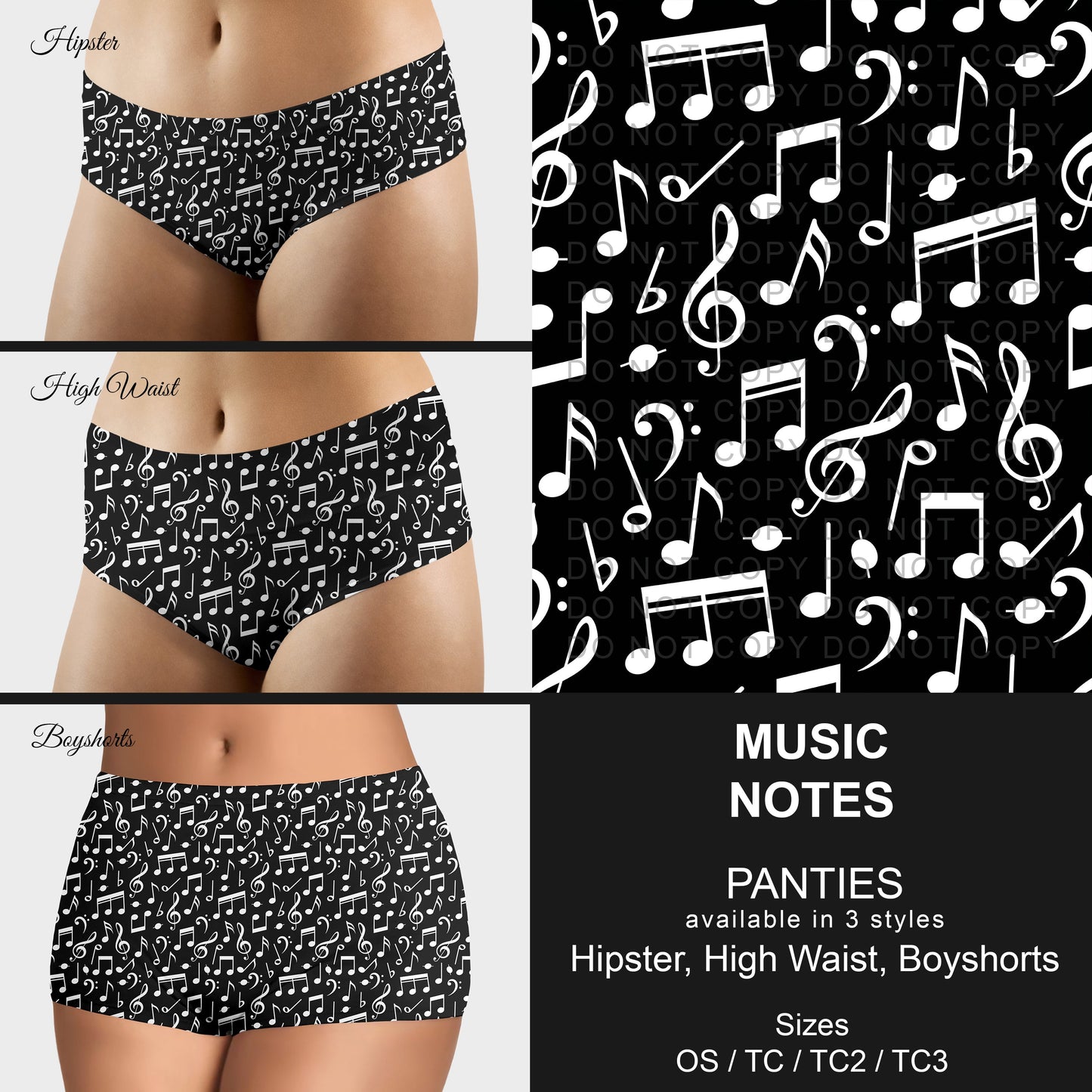 B306 - Preorder Music Notes Panties (Closes 8/07. ETA mid October)
