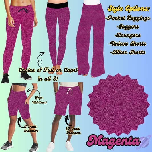 COLORFUL DENIM RERUN-MAGENTA-BOTTOMS 5 STYLES-PREORDER CLOSING 12/22