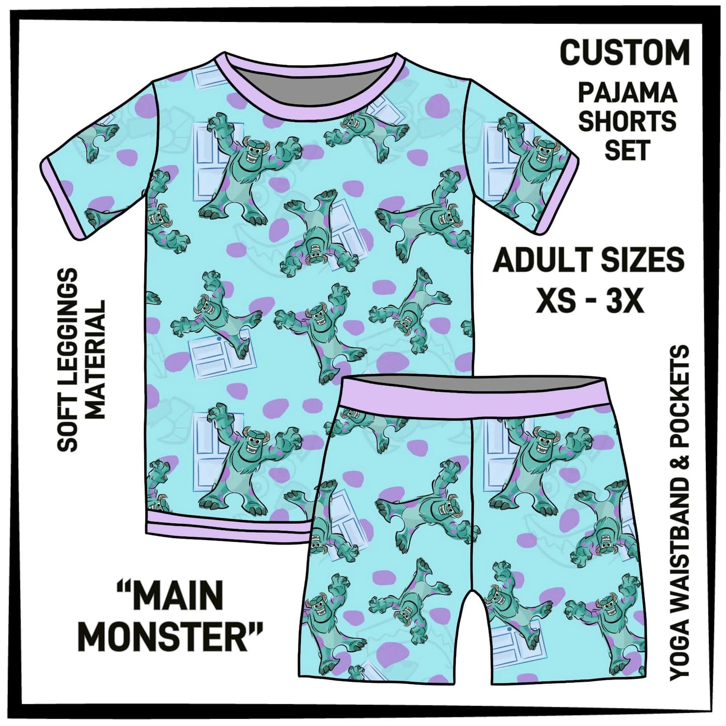 PS1S - Main Monster Pajamas Top & Shorts Set - Preorder Closing 7/1 ETA: Late Aug