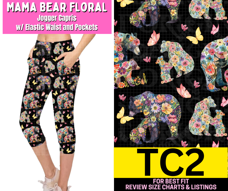 Mama Bear Floral Jogger Capri