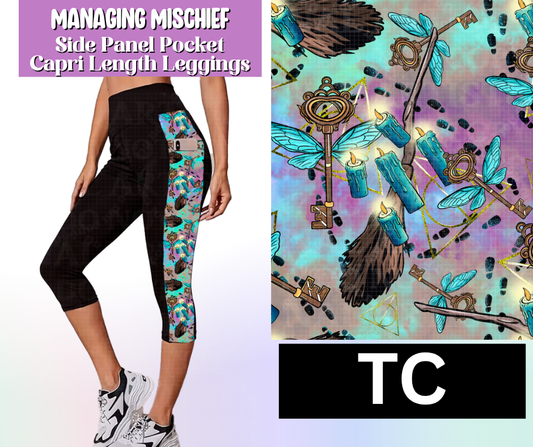 Managing Mischief Side Panel Pocket Capri Length Leggings