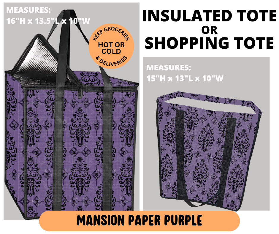 Preorder! Closes 6/29. ETA Sept. Mansion Paper Purple Shopping & Insulated Tote