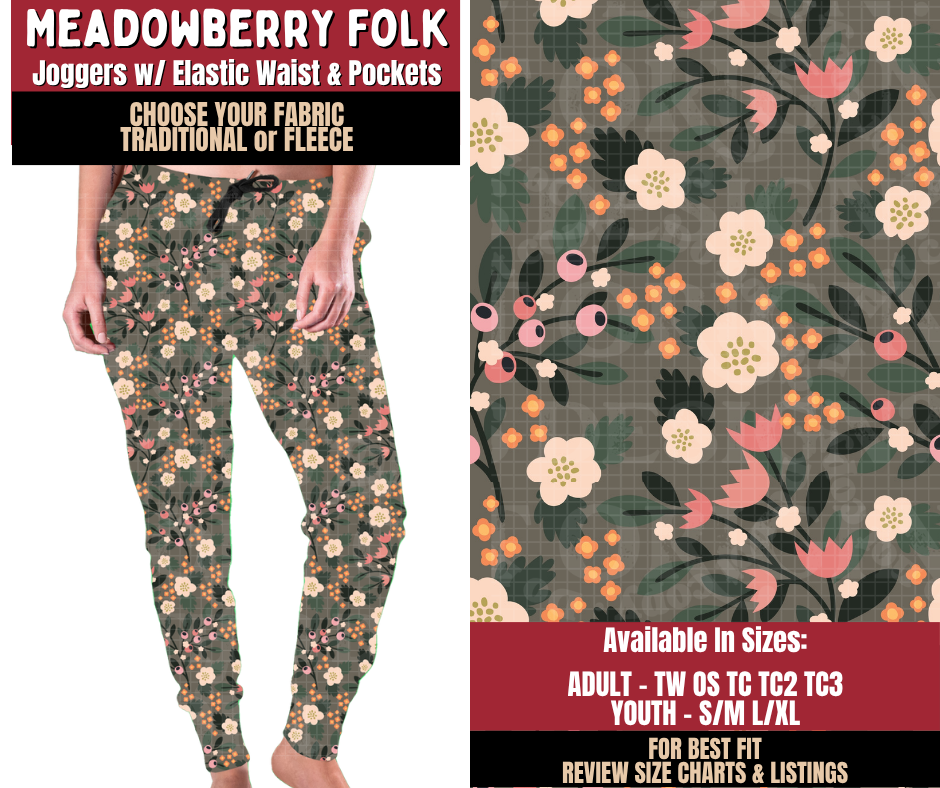 Preorder! Closes 9/7. ETA Dec. Meadowberry Folk Joggers Choose Fleece or Traditional