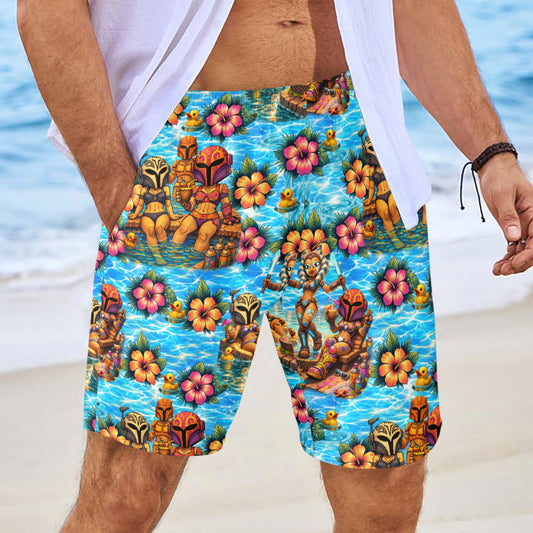 Space Ladies Vacation Mens Beach Shorts with Drawstring Waist