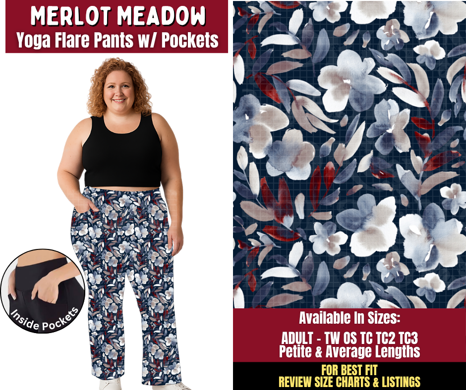 Preorder! Closes 8/24. ETA Nov. Merlot Meadow Yoga Flare Pants