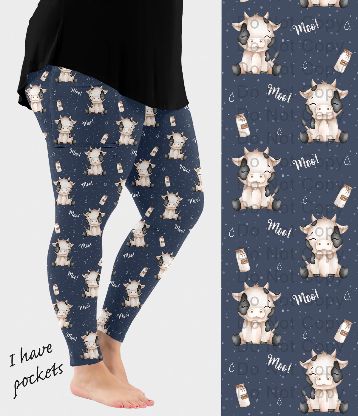 RTS - Moo Cows Leggings with Pockets