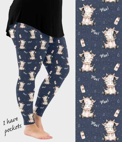 RTS - Moo Cows Leggings with Pockets