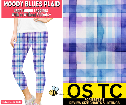 Moody Blues Plaid Capri Length Leggings w/ Pockets