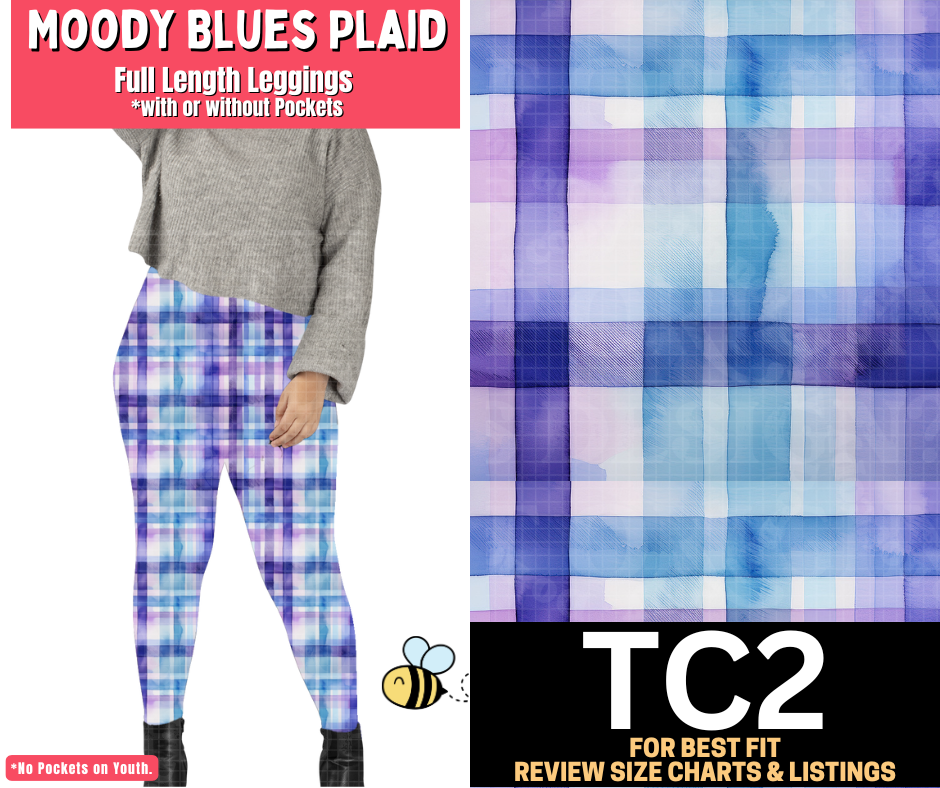 Moody Blues Plaid Full Length Leggings w/ Pockets
