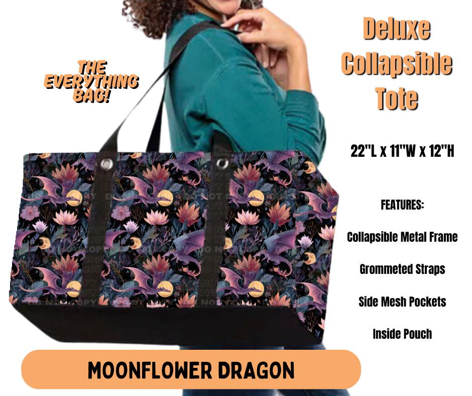 Preorder! Closes 7/2. ETA Oct. Moonflower Dragon Collapsible Tote
