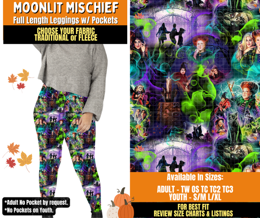Preorder! Closes 7/16. ETA Oct. Moonlit Mischief Leggings Choose Fleece or Traditional