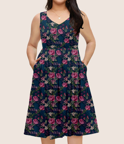 RTS - Moonlit Peony Garden Pocket Dress
