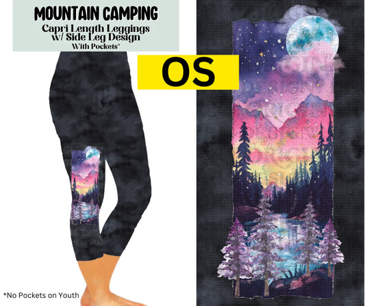 Mountain Camping Capri Leggings w/ Side Leg Designs