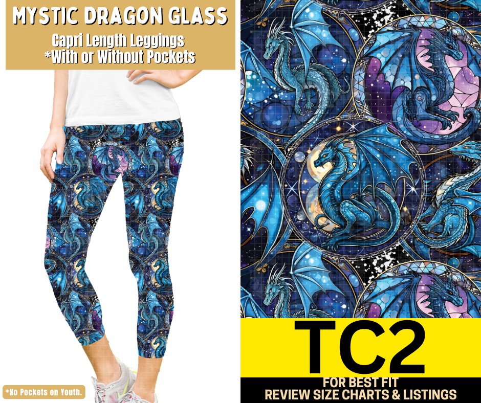 Mystic Dragon Glass Capri Length Leggings w/ Pockets