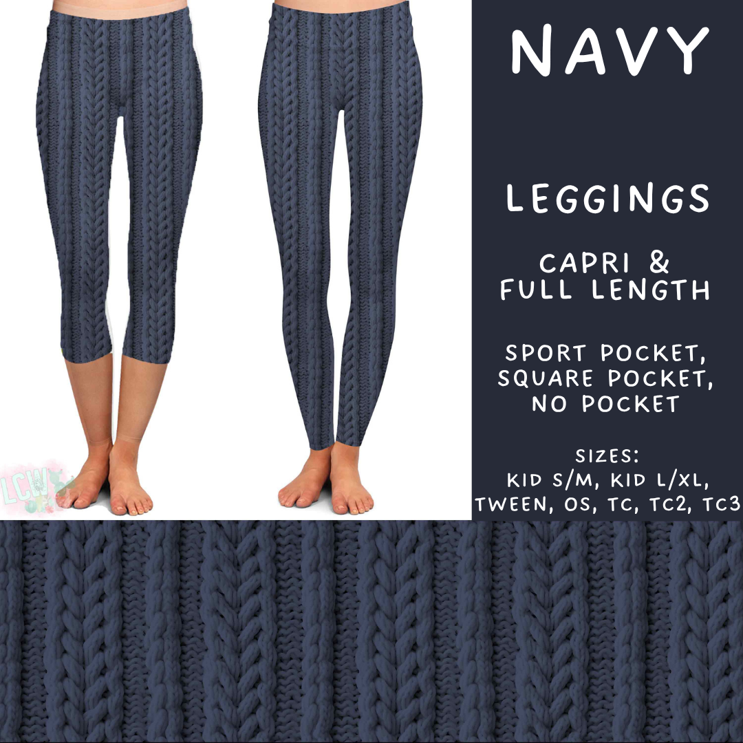 Batch #596 - Sweater Weather - Closes 10/9 - ETA early Dec - Navy Full and Capri Length Leggings