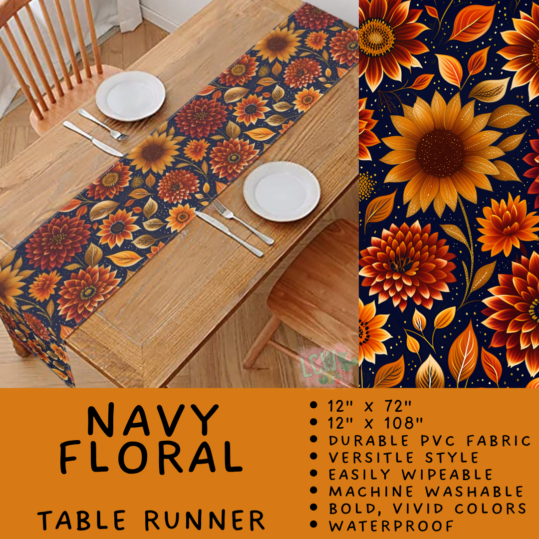 Batch #588 - Table Runners - Closes 9/21 - ETA early/mid Nov - Navy Floral Table Runner