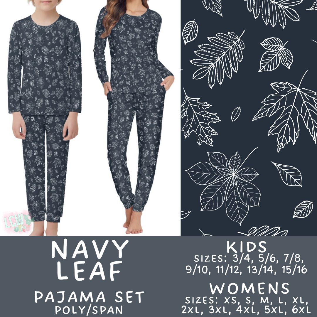 Batch #580 - Fall Family Pajamas 2 - Closes 9/4 - ETA early Nov - Navy Leaf Women's & Kid's Pajama Set