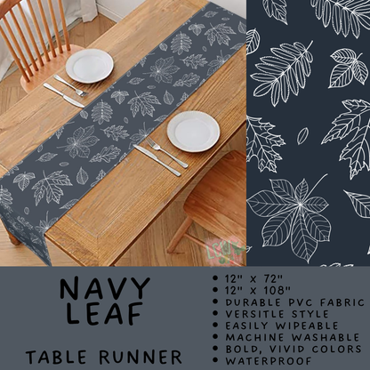 Batch #588 - Table Runners - Closes 9/21 - ETA early/mid Nov - Navy Leaf Table Runner
