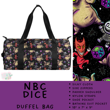 Batch #609 - Travel Collection 2 - Closes 11/6 - ETA early Jan - NBC Dice Duffel Bag