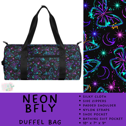 Batch #609 - Travel Collection 2 - Closes 11/6 - ETA early Jan - Neon BFly Duffel Bag
