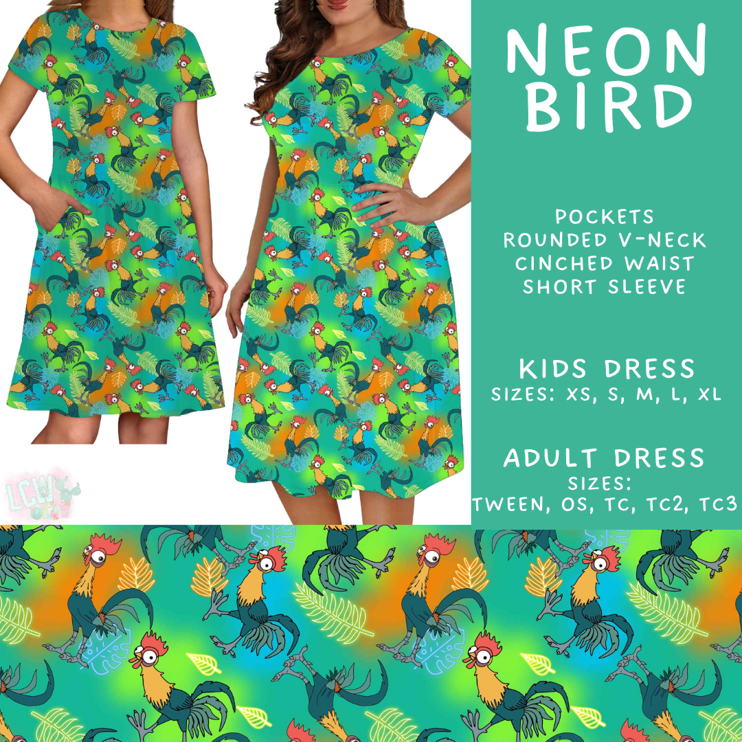 Batch #585 - Magical Faves 24 - Closes 9/14 - ETA mid Nov - Neon Bird Adult & Kids Dresses