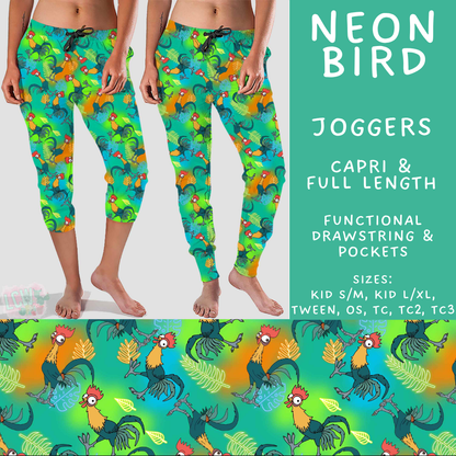 Batch #585 - Magical Faves 24 - Closes 9/14 - ETA mid Nov - Neon Bird Full and Capri Length Joggers