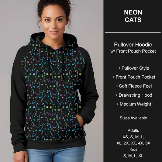 B297 - Preorder Neon Cats Pullover Hoodie (Closes 6/28. ETA early Sept.)