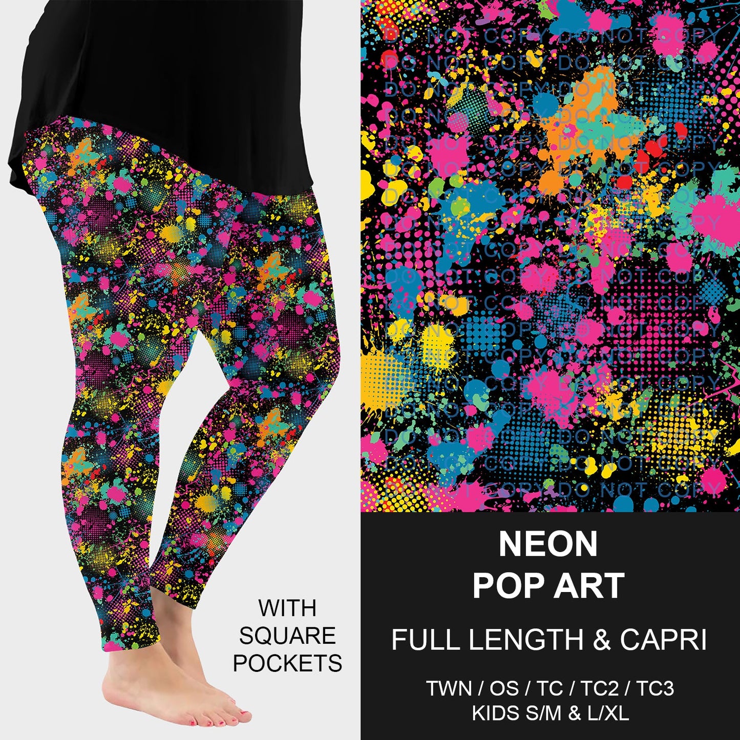 B269 - Preorder Neon Pop Art Leggings w/ Pockets (Closes 12/28. ETA: early March)