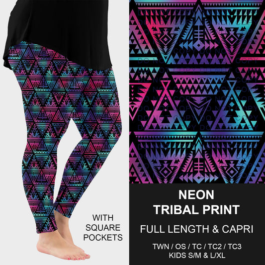 B269 - Preorder Neon Tribal Print Leggings w/ Pockets (Closes 12/28. ETA: early March)