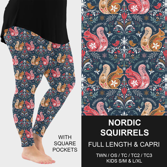 B317 - Preorder Nordic Squirrels Leggings w/ Pockets (Closes 10/18. ETA: late Dec.)